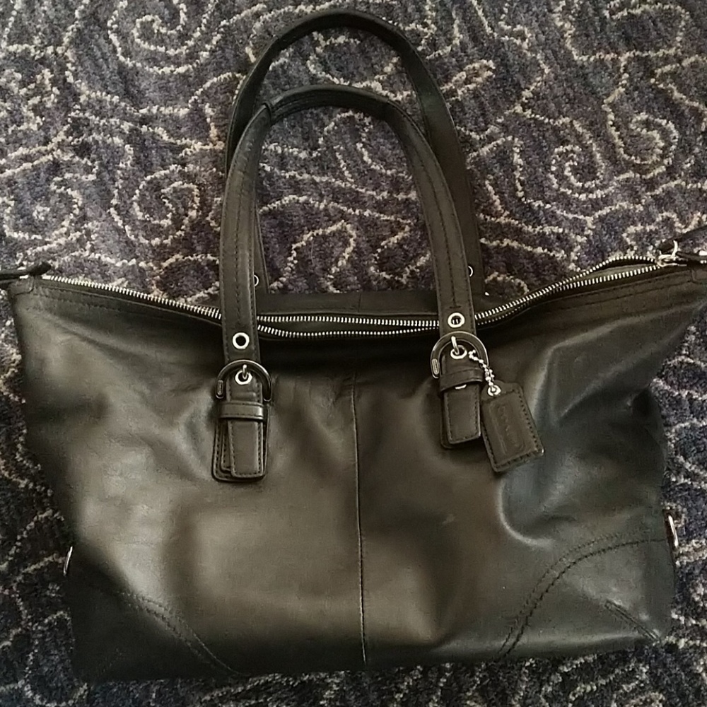 Black slouchy Coach tote